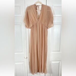 Zara Women’s Pleated Light Pink / Peach Midi Plisse Dress S Beautiful Long Maxi